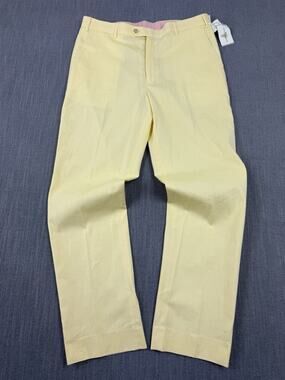 Southern Pines Golf Pants Men’s 36x32 Yellow Flat Front Cotton NWT Modern Fit